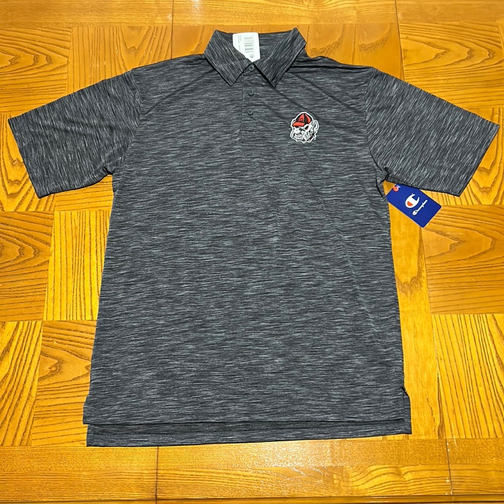 Mens POLO Shirt UGA Georgia Bulldogs DAWGS Champion Dark Grey Heather NWT M